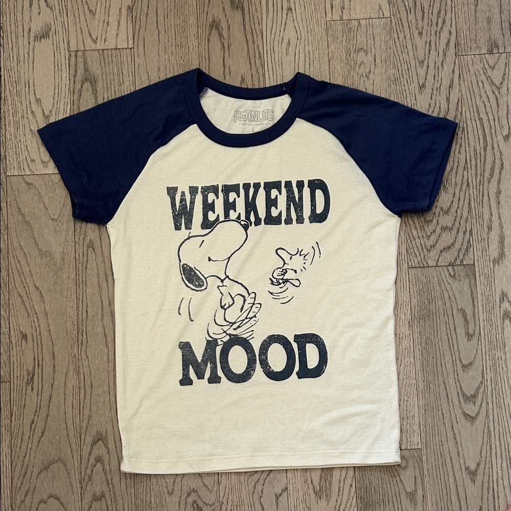 Peanuts Weekend Mood Kids T-Shirt - Navy and White